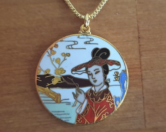 Beautiful chinese vintage cloisonne necklace