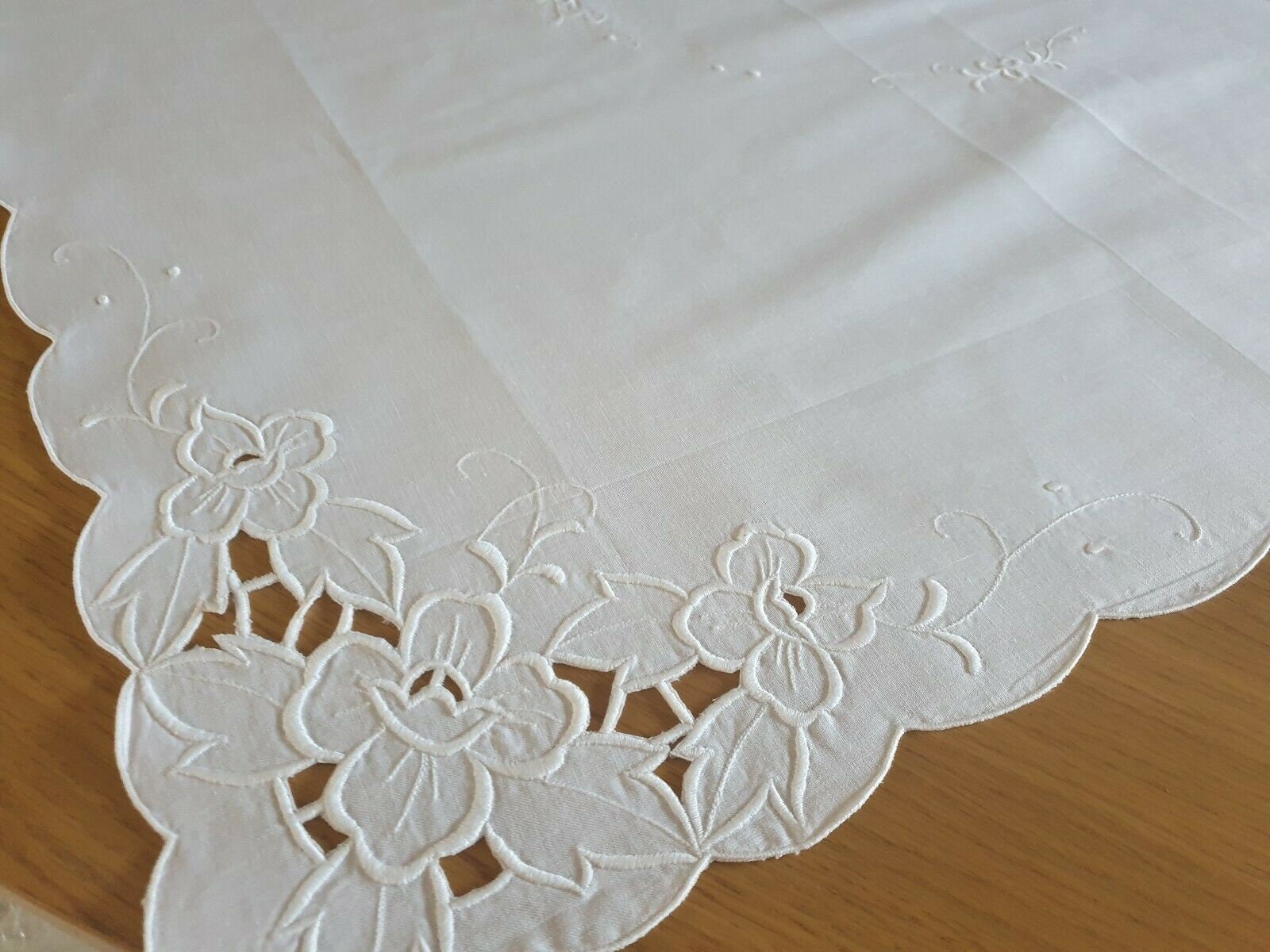 Vintage White square Lace tablecloth 100 Cotton 36/ 83 Etsy