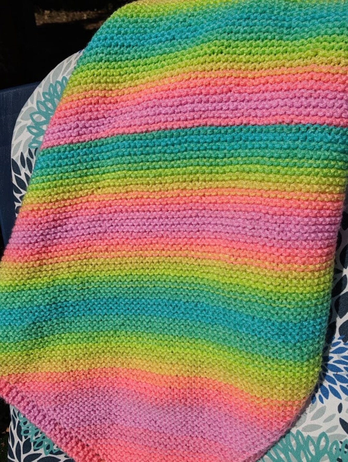 Rainbow Stripe Hand Knit Baby Blanket in Retro Colors Etsy