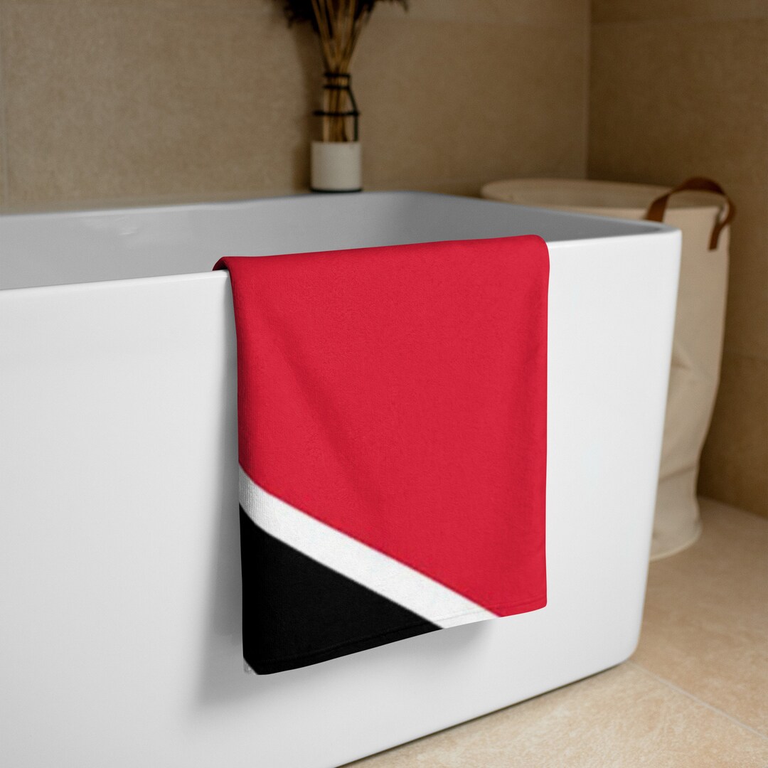Red Trinidad and Tobago Cotton and Polyester Towel Cotton and Polyester