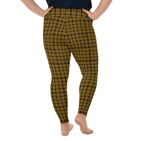 Brown Plaid Plus Size Leggings Etsy