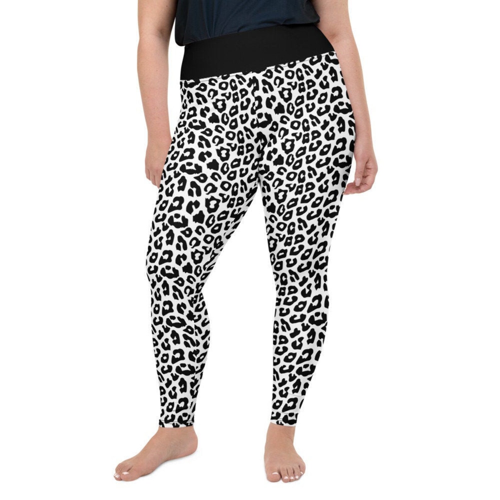 Women's Side Panel Leopard Print Leggings - Full Length, High Waist, Sizes UK 8-22