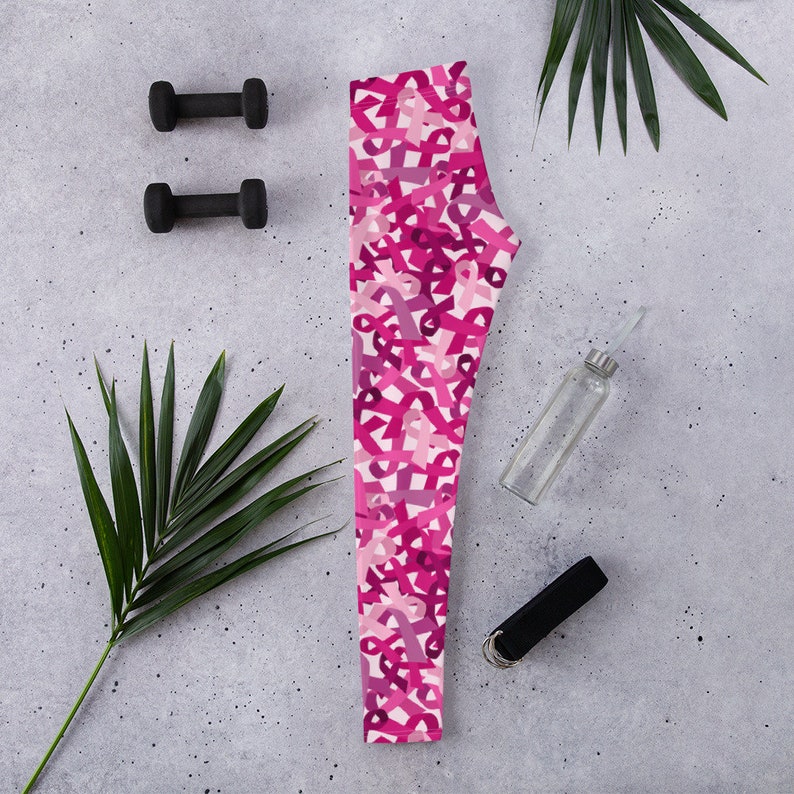 Breast Cancer Ribbon Leggings Yoga Pants Cancer Awareness Etsy