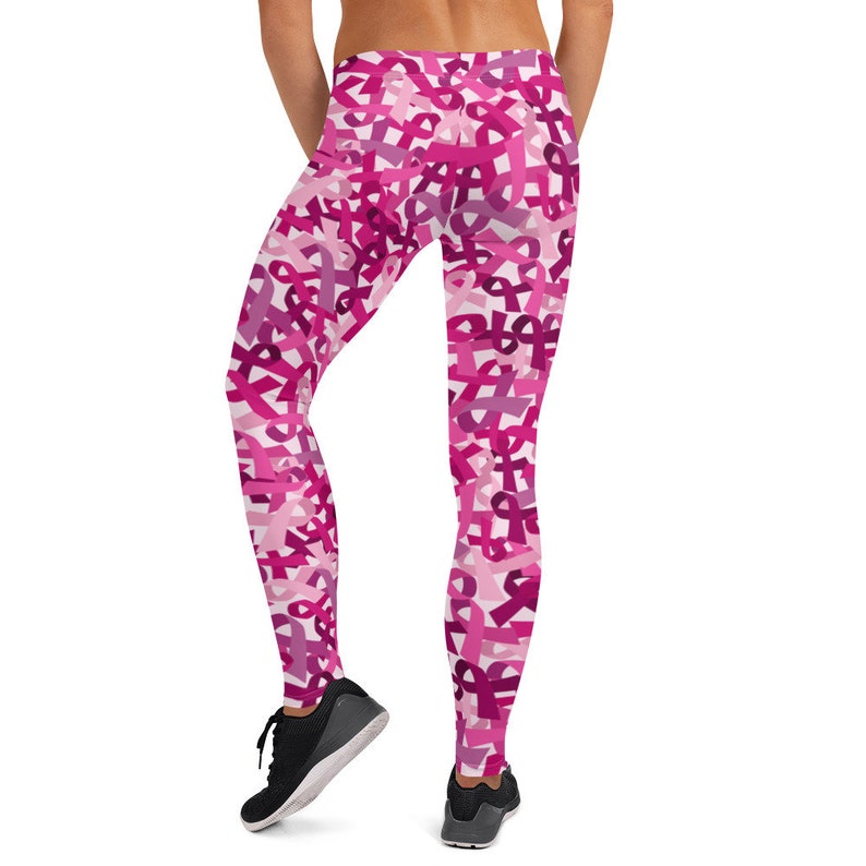 Breast Cancer Ribbon Leggings Yoga Pants Cancer Awareness Etsy