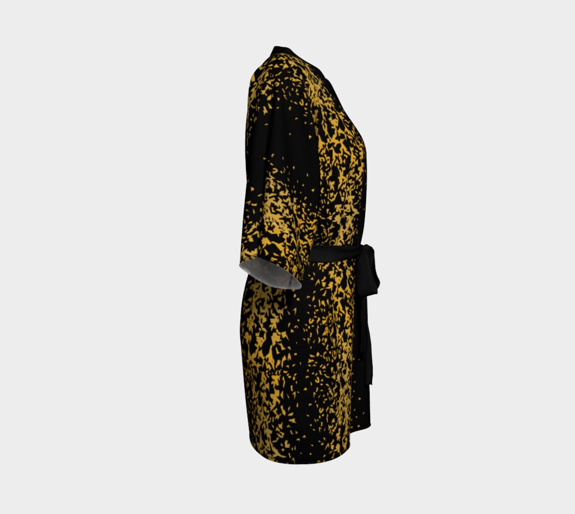 Black and Gold Kimono Robe - Etsy