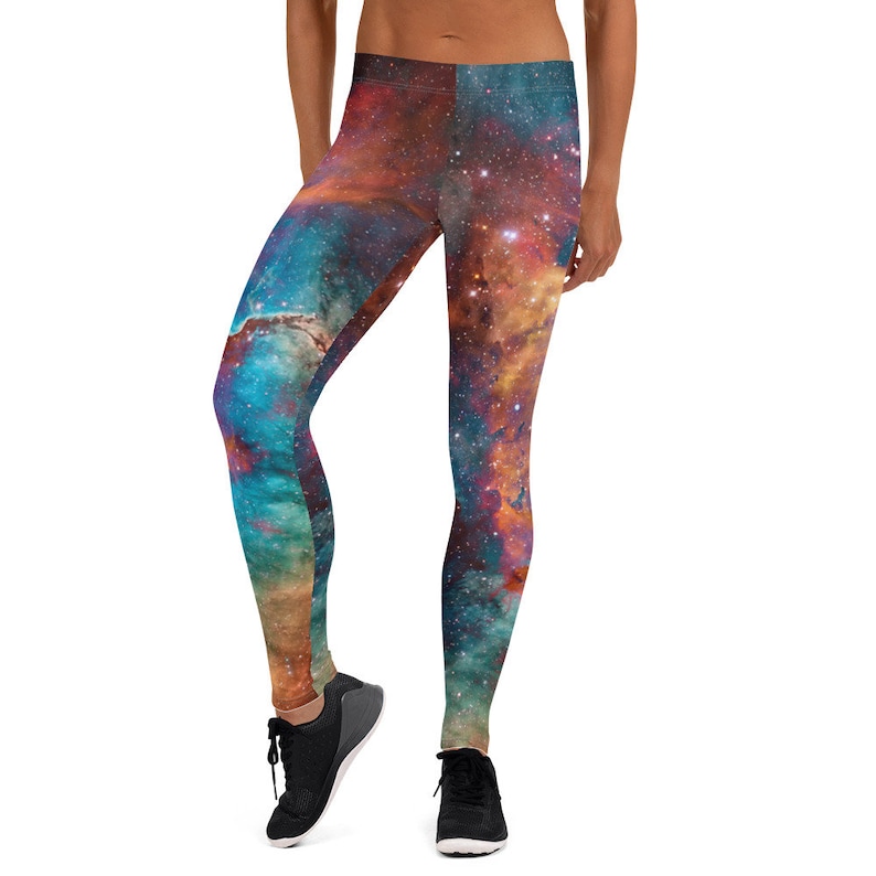 Galaxy Leggings Blue Galaxy Tights, Festival Space Clothing, Cosmos