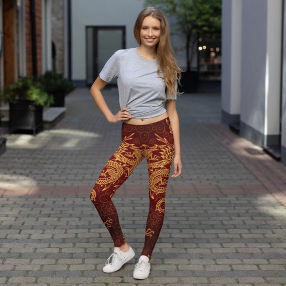 Gold Dragon Leggings, Dragon Print Leggings for Women ,printed Leggings for  Chinese New Year or Yoga Pants -  Canada