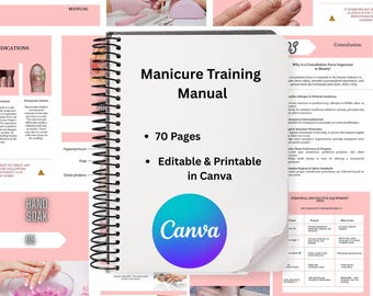 Manicure Training Manual Canva Editable Ebook Tutorial Lesson Trainer Educator Student Class Learn Guide Manicure