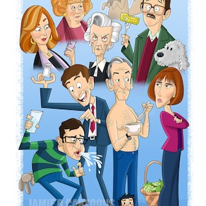 Friday Night Dinner Fan Art Wall Print Illustration