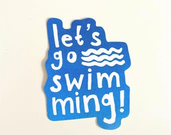 Let's Go Swimming! Vinyl Stickers - Blue & White Logo