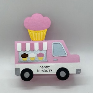 Birthday Ice Cream Truck-Birthday Box Card-3D-Handmade-Free Shipping