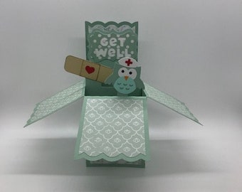 Get well card-Handmade-Pop up Box Card-3D-Custom-With Envelope-Free Shipping