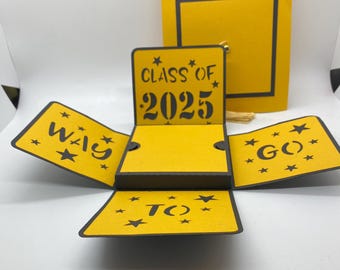 Graduation Hat-Exploding Box-Gift Card Holder-Handmade-3D-Celebration-Custom Colors-Free Shipping