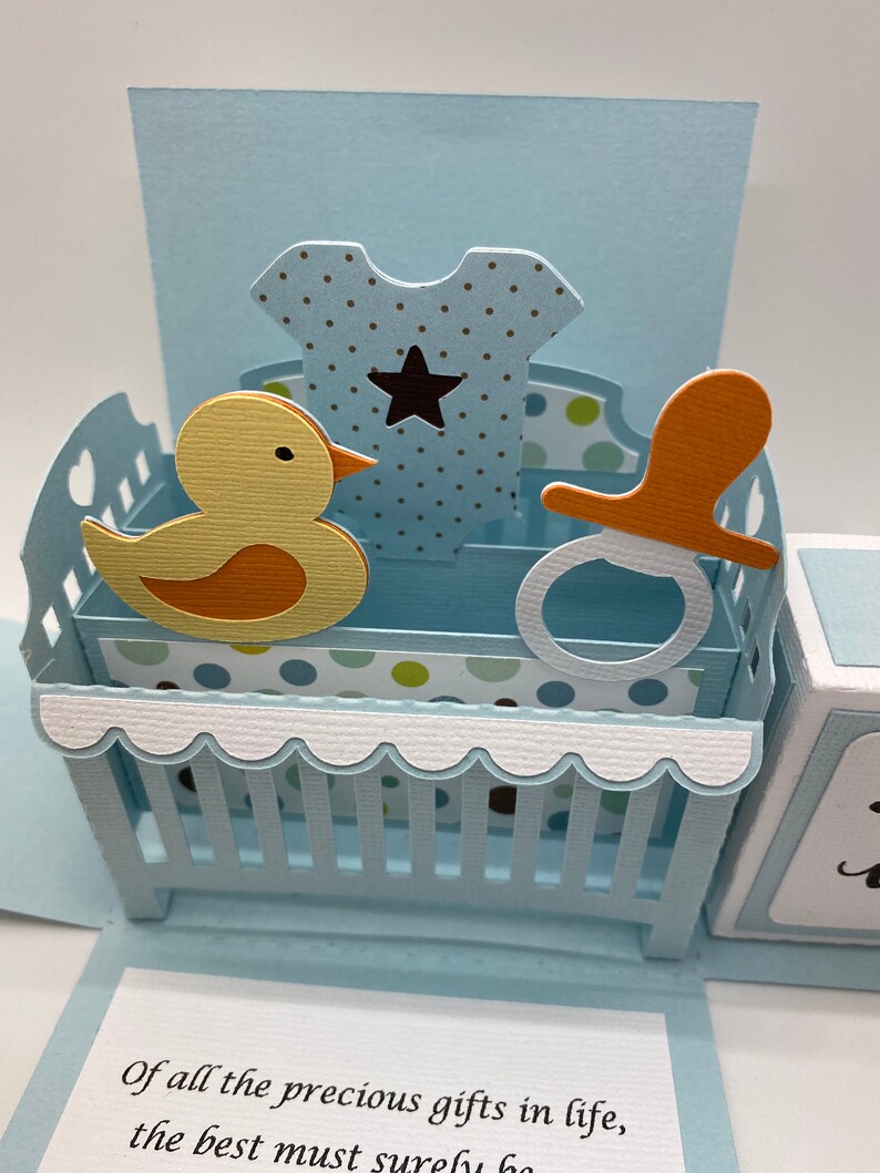 Baby Boy Crib Cardexploding Boxhandmadepopupbox Card3dcustom Etsy