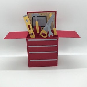 Birthday Card-Father’s Day Card-Tool Box-Masculine Card-3D-Card-pop up-Box Card-Celebrate-Building-With Envelope-Free Shipping-Handmade