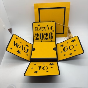 Graduation Hat-Exploding Box-Gift Card Holder-Handmade-3D-Celebration-Custom Colors-Free Shipping