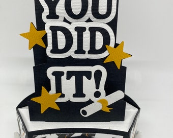 Graduation Deca Box Card-3D Card-Custom-Greeting Card- Speciality Card- Handmade-Free Shipping
