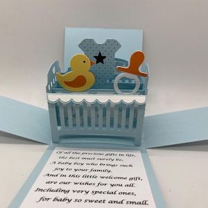 Baby Boy Crib Card-Exploding Box-Handmade-Pop-up-Box Card-3D-Custom