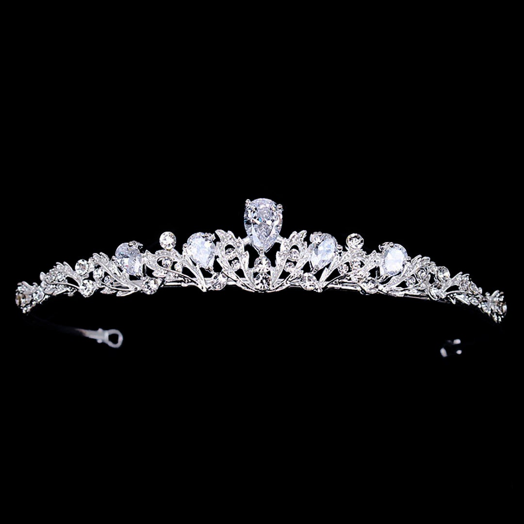 Bridal Tiara Crown Rhinestone Leaf & Flowers Crown Princess - Etsy