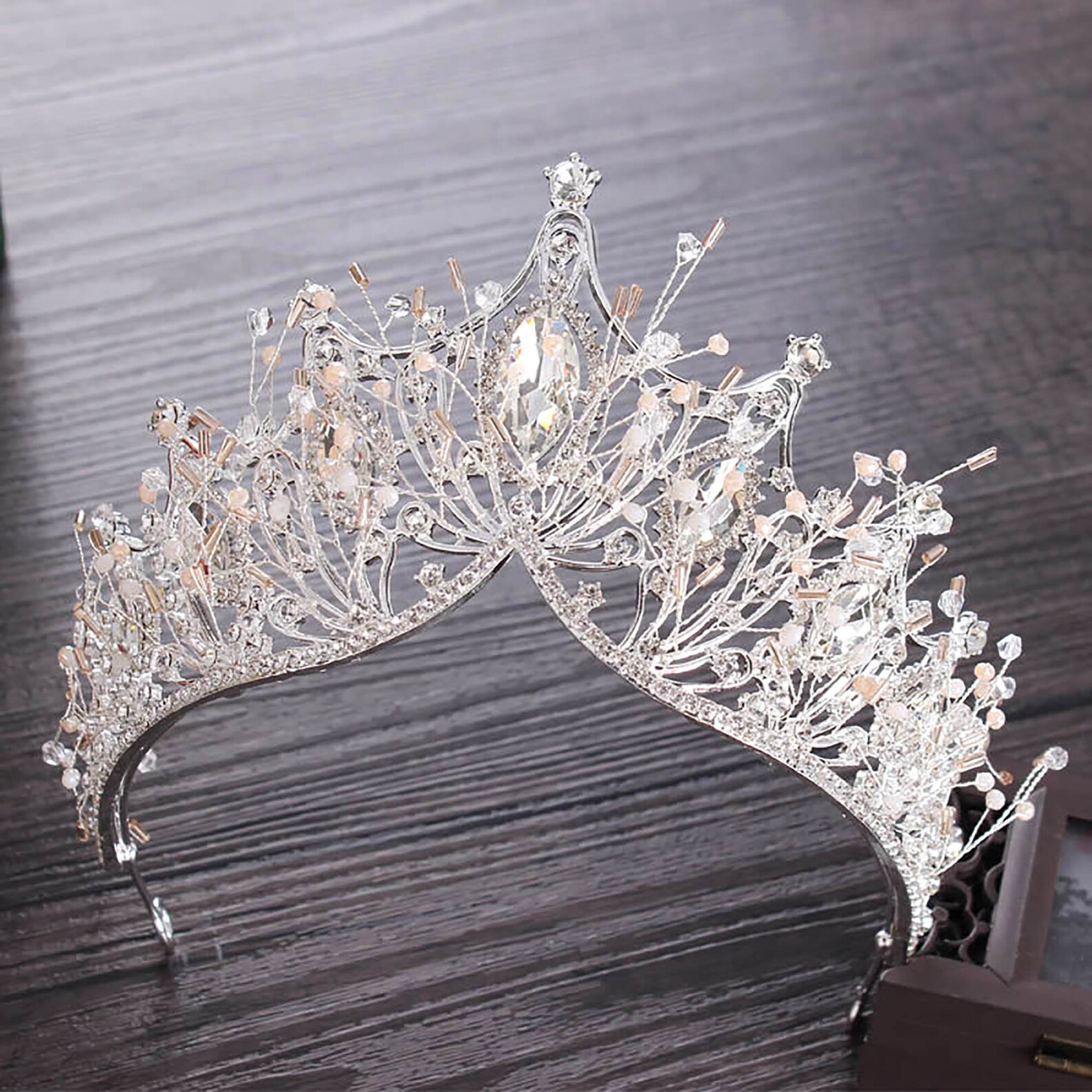 Bridal Tiara Crown Princess Bride Crown Rhinestones Wedding Etsy