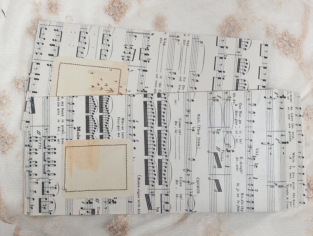 Music Envelope Pattern 5 Handmade Envelopes Using Vintage Sheet Music Paper. Use in Your Junk ...