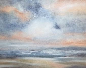 Nags Head Dawn Watercolor Print - Beach House Chic