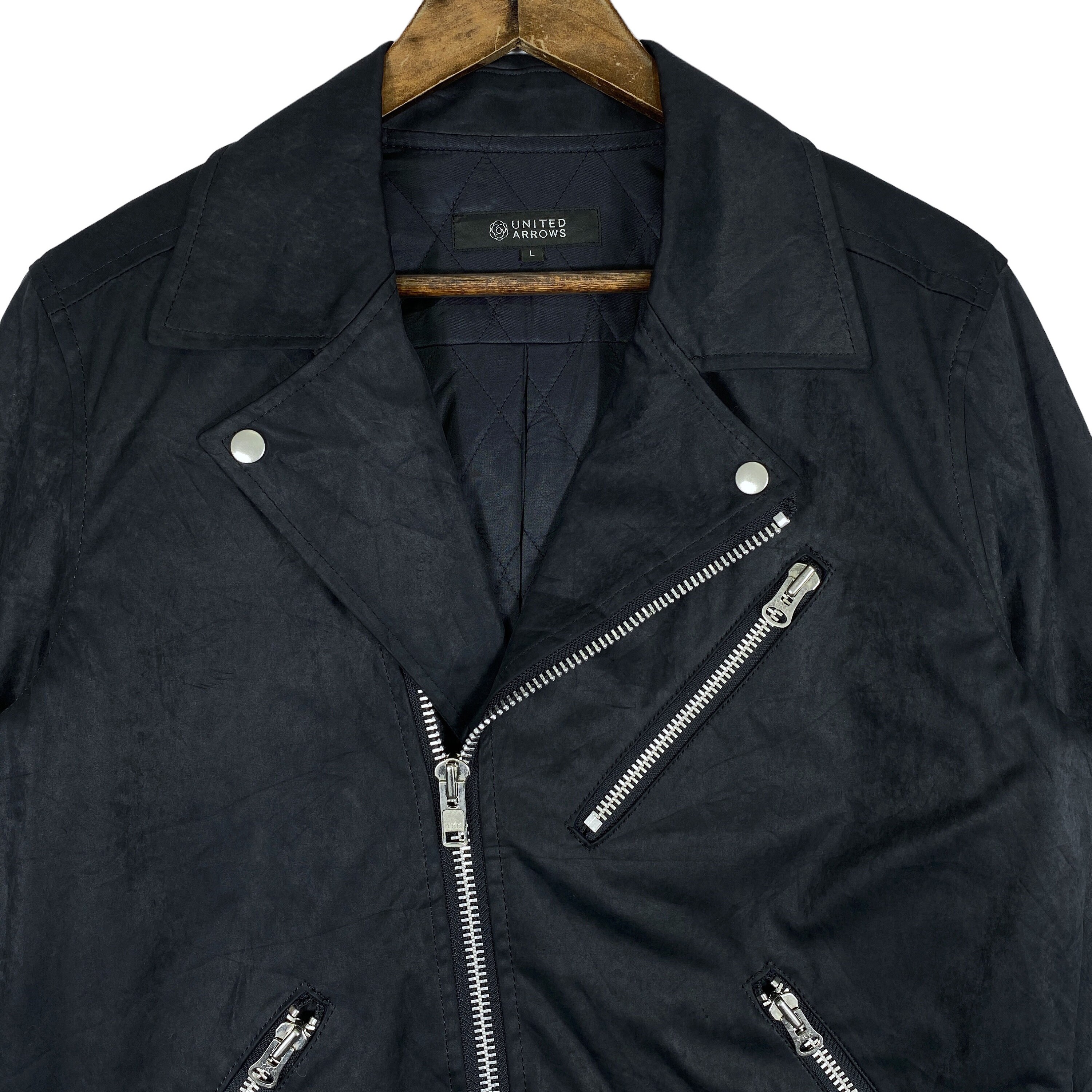 Vintage United Arrows Biker Jacket Quilted Lined Black Vintage United Arrows Biker Jacket Quilted Lined Black