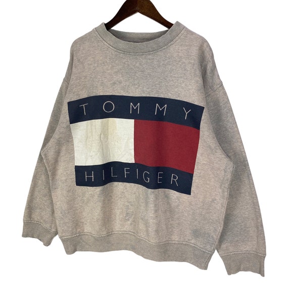 Vintage 90s Tommy Hilfiger Distressed Bleach Swea… - image 3