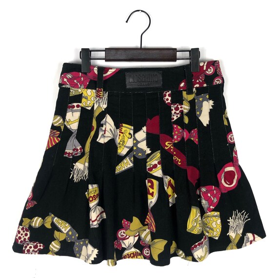 Vintage Moschino Jeans Candy Print Velvet Mini Sk… - image 2