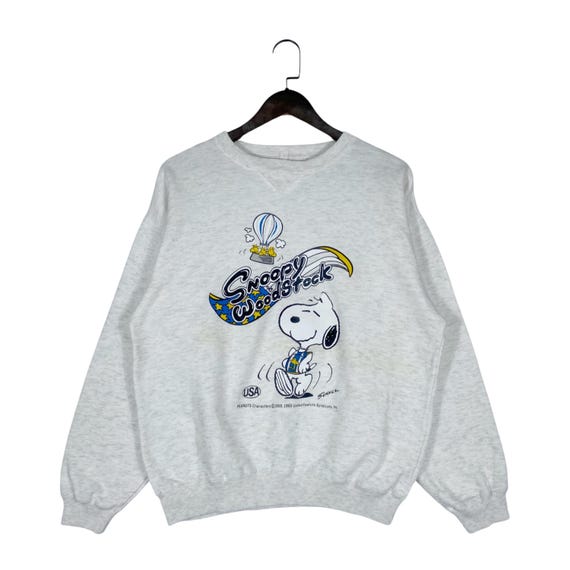 Vintage des années 90 Snoopy et Woodstock sweat ras du cou blanc 