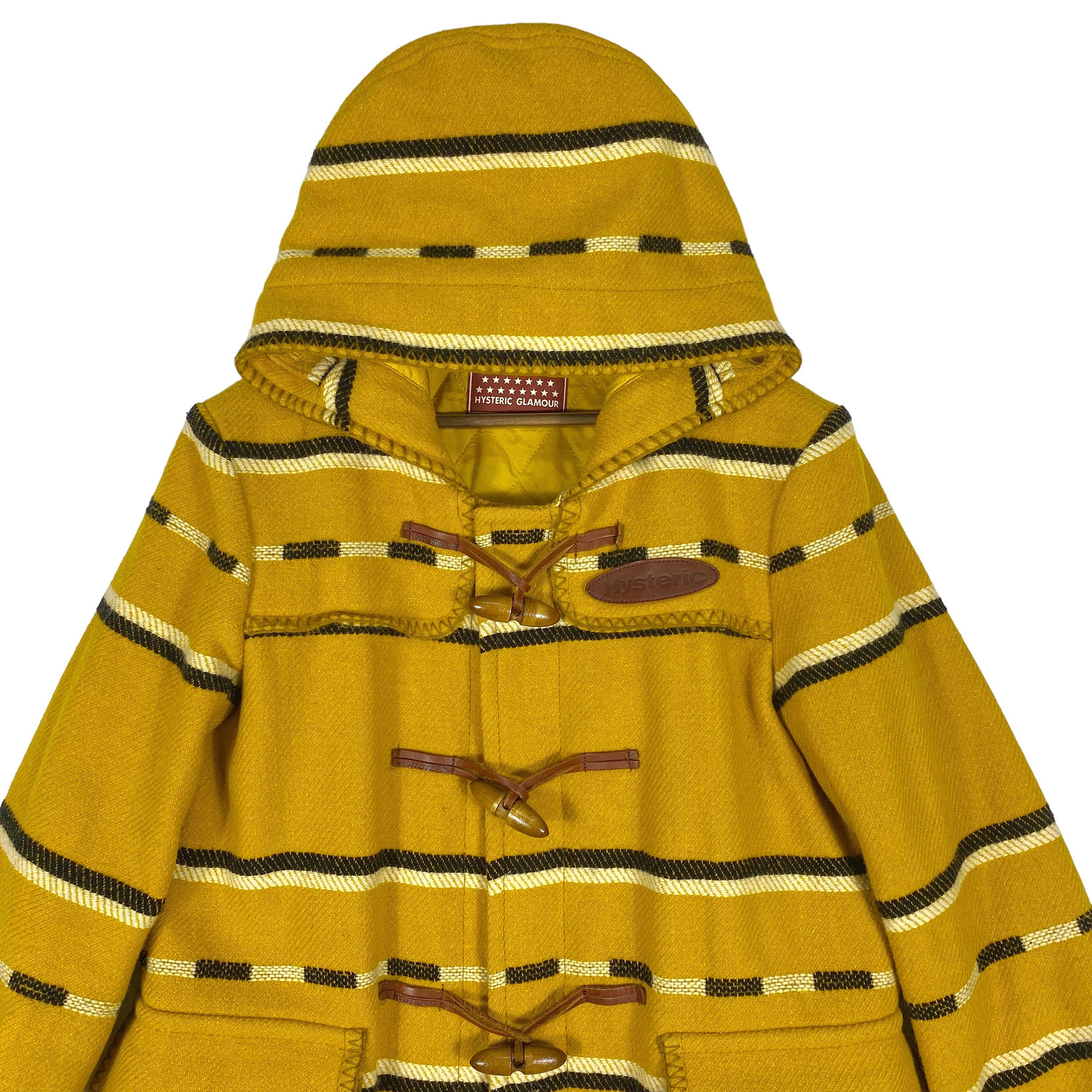 Vintage Hysteric Glamour Duffle Coat Jacket Striped Yellow