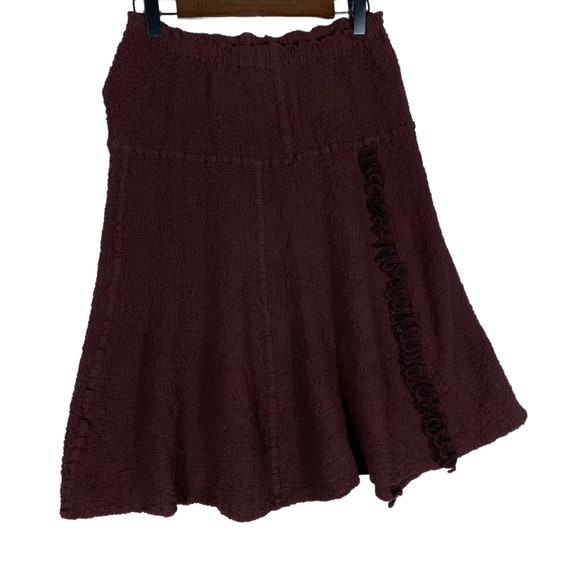 Vintage Issey Miyake Cauliflower Midi Skirt Brown… - image 3
