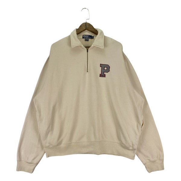 Vintage Polo Ralph Lauren Half Zip Sweatshirt P Logo Embroidery Small Logo Pullover Jumper Size XL