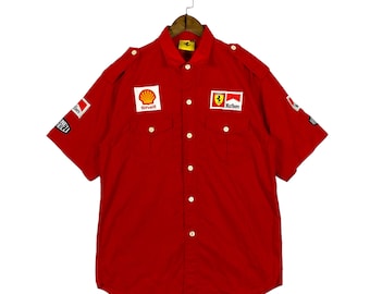 Vintage 1996 Magneti Marelli Ferrari Formula 1 Button Up Shirt Size XL