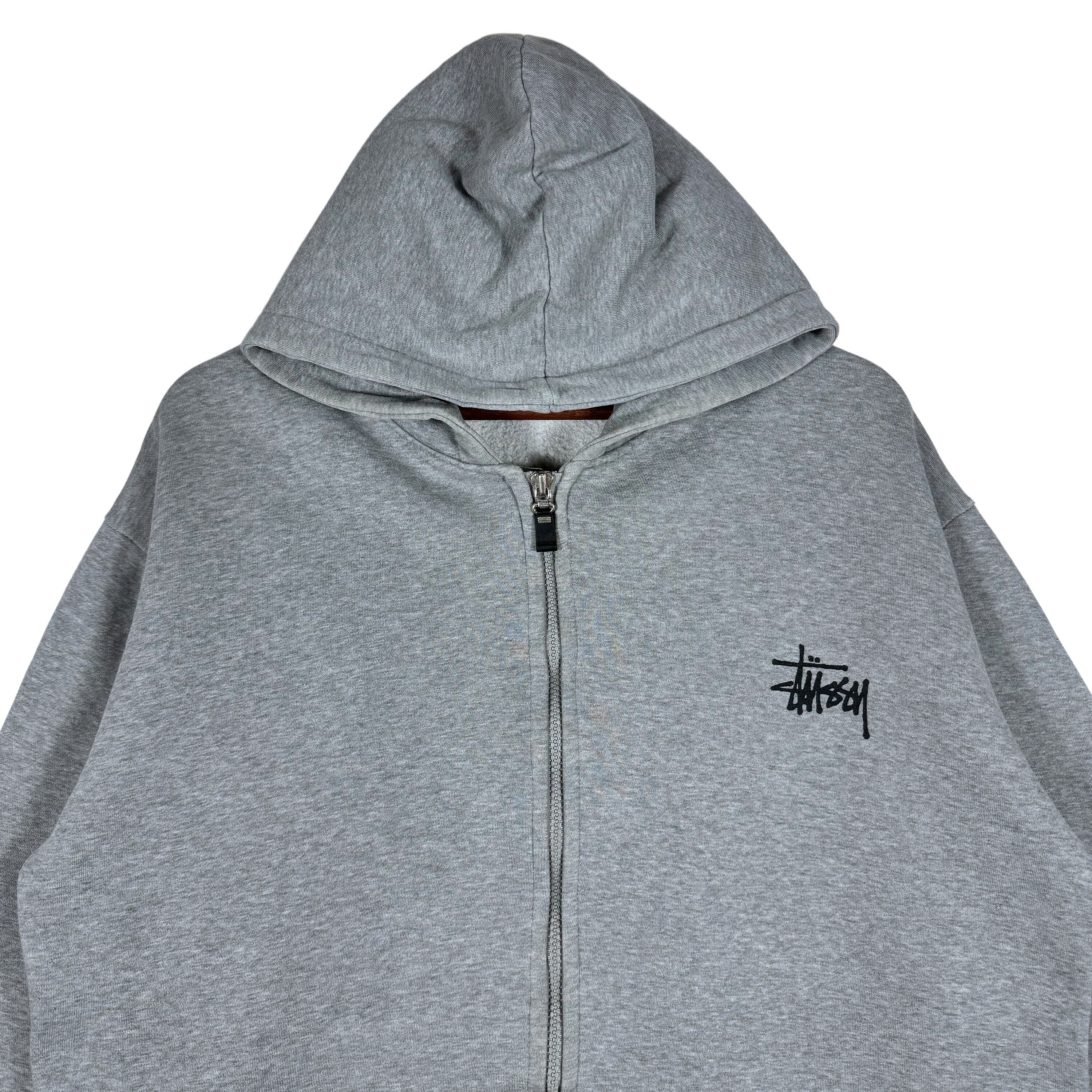 Vintage 90s Stussy Hoodie Sweater Big Logo Spellout Grey Vintage 90s Stussy Hoodie Sweater Big Logo Spellout Grey