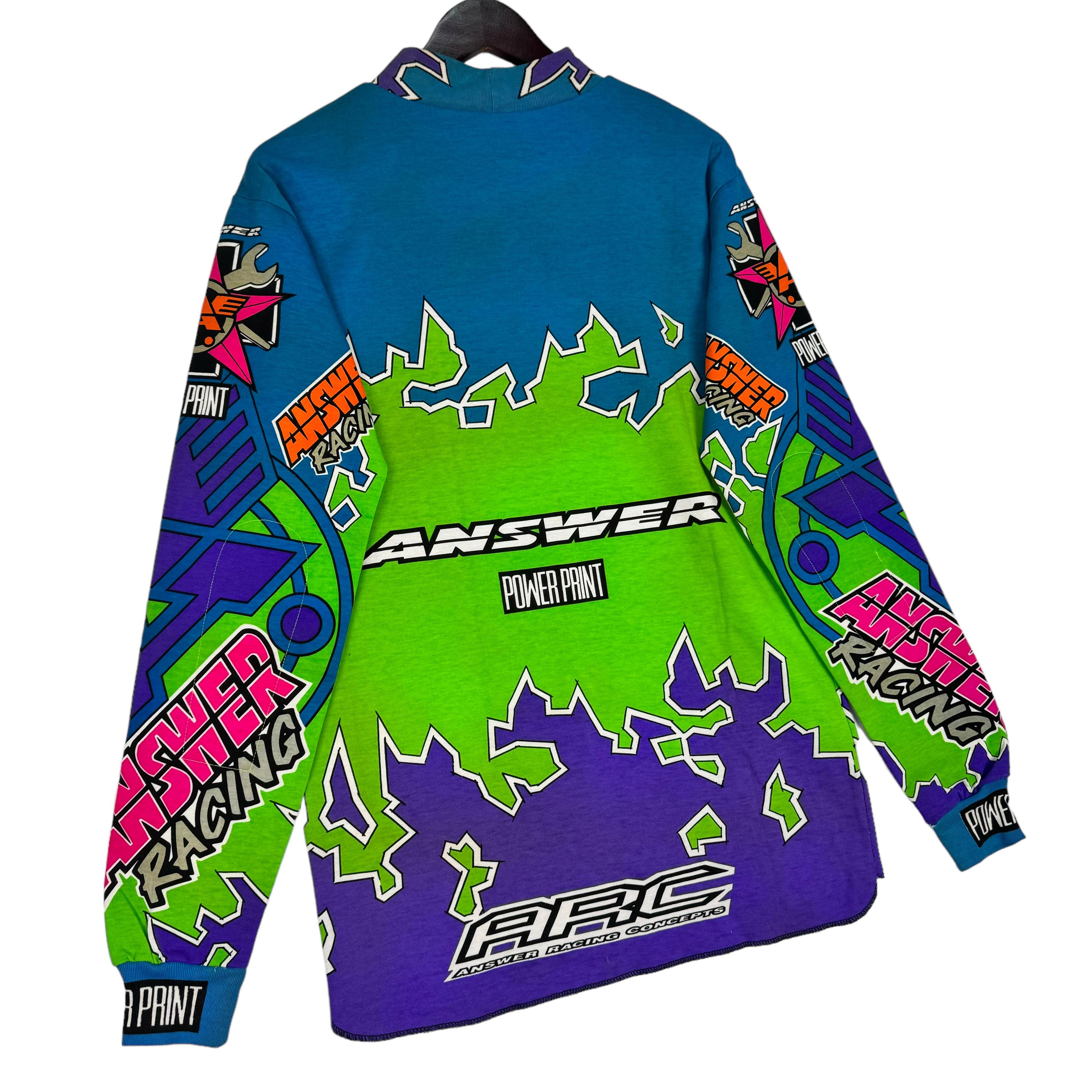 Vintage 90s Answer Racing All Over Print Long Sleeve