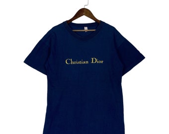 Vintage 80s Christian Dior T Shirt White Short Sleeve Crewneck Embroidery Big Logo Made In  Australia Size M