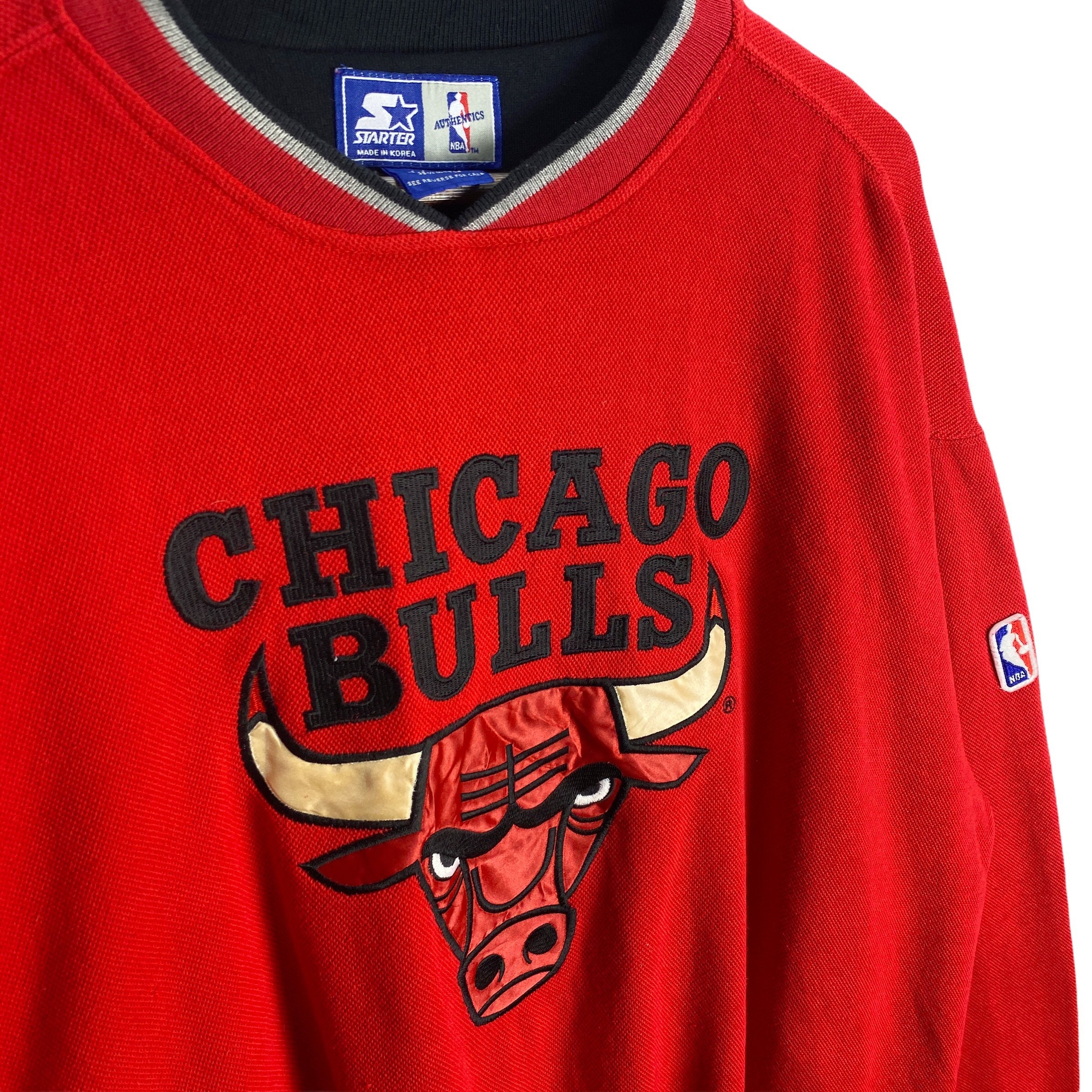 Vintage 90s Chicago Bulls Ringer Vneck Sweatshirt Big Logo 