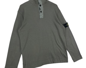 トップス stone  button pullover STONE ISLAND Quarter Button Wool Sweater Grey - Clothing
