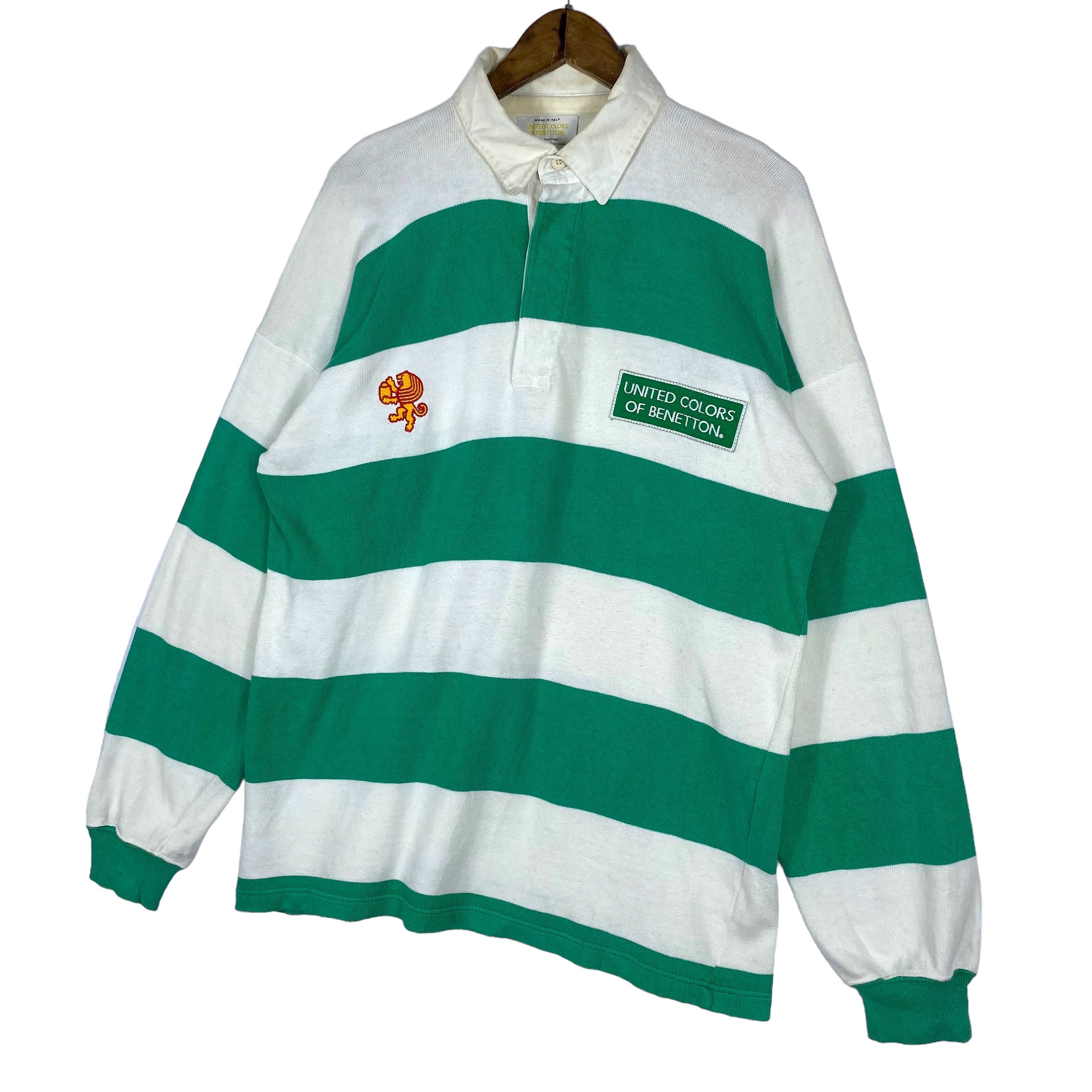 Vintage Gestreift Gr. Italy Jahre Of Rugby 80er Colors Shirt United Big Benetton Langarm M Made In Logo Polo