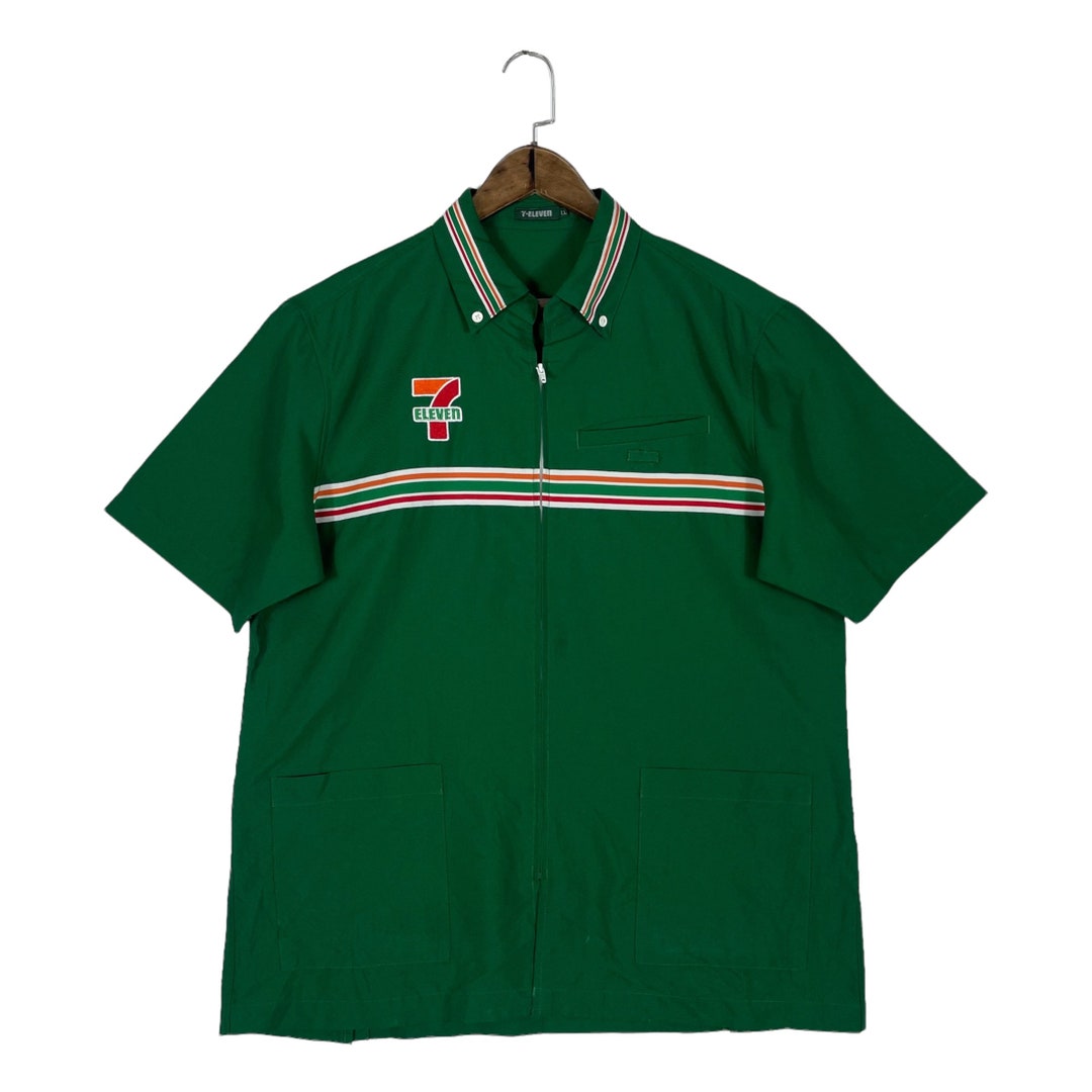 誠実 Vintage Rare!! 7 Size Zip Full Longsleeve Shirt Japan Eleven ウェア