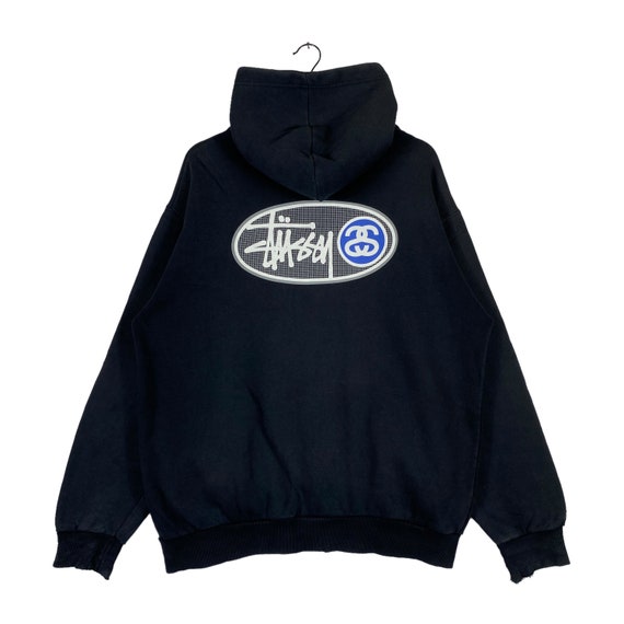 Vintage 90s Stussy Hoodie Sweater Big Logo Spellout Grey Vintage 90s Stussy Hoodie Sweater Big Logo Spellout Grey