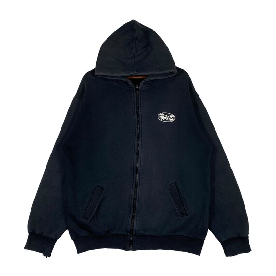 Vintage 90s Stussy Hoodie Sweater Big Logo Spellout Grey Vintage 90s Stussy Hoodie Sweater Big Logo Spellout Grey