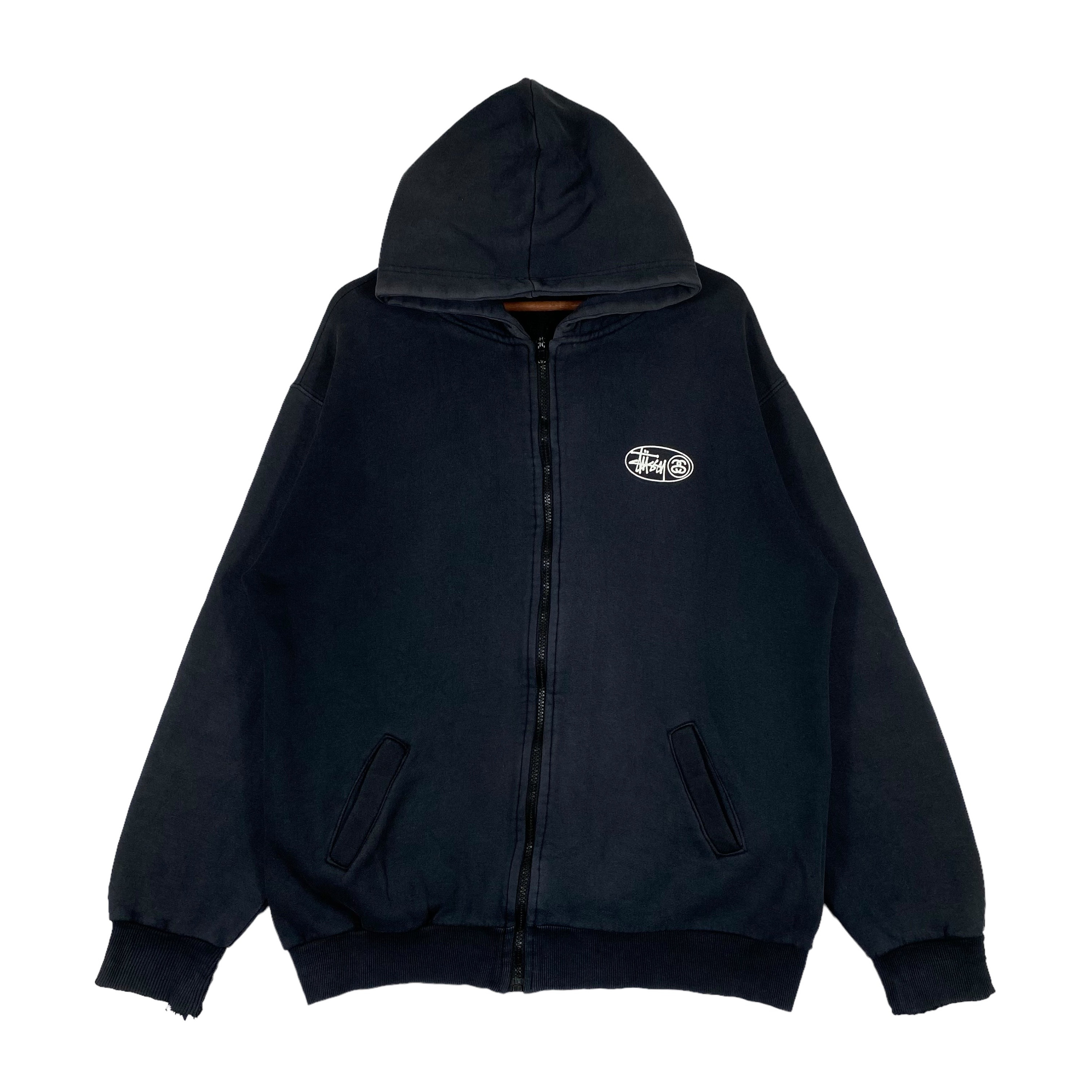 Vintage 90s Stussy Hoodie Sweater Big Logo Spellout Grey Vintage 90s Stussy Hoodie Sweater Big Logo Spellout Grey