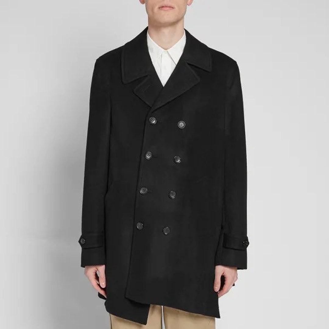 Vintage Comme Des Garcons Homme Plus Peacoat Jacket Wool Black AD