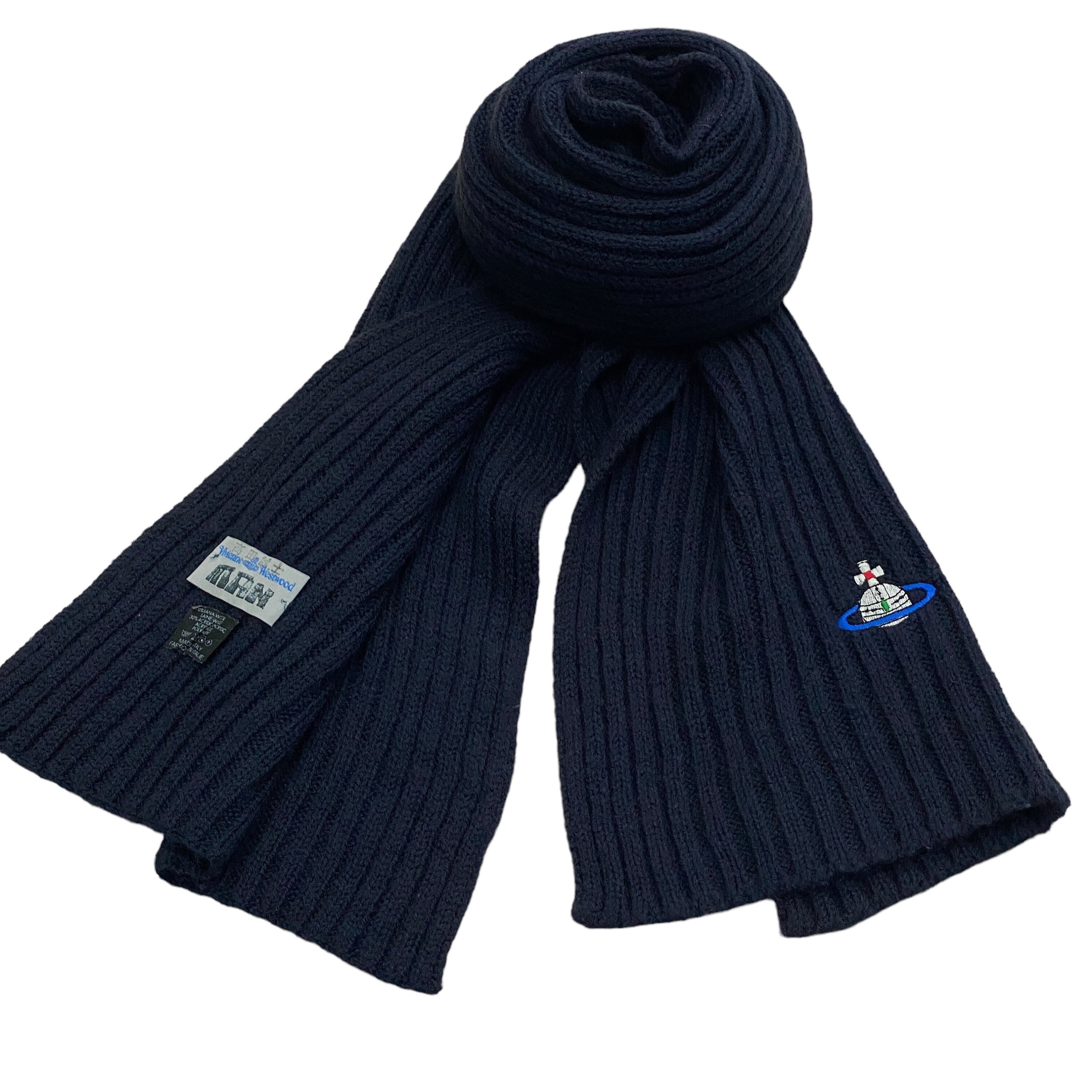 Vintage Vivienne Westwood Man Navy Blue Scarf Made in Italy 