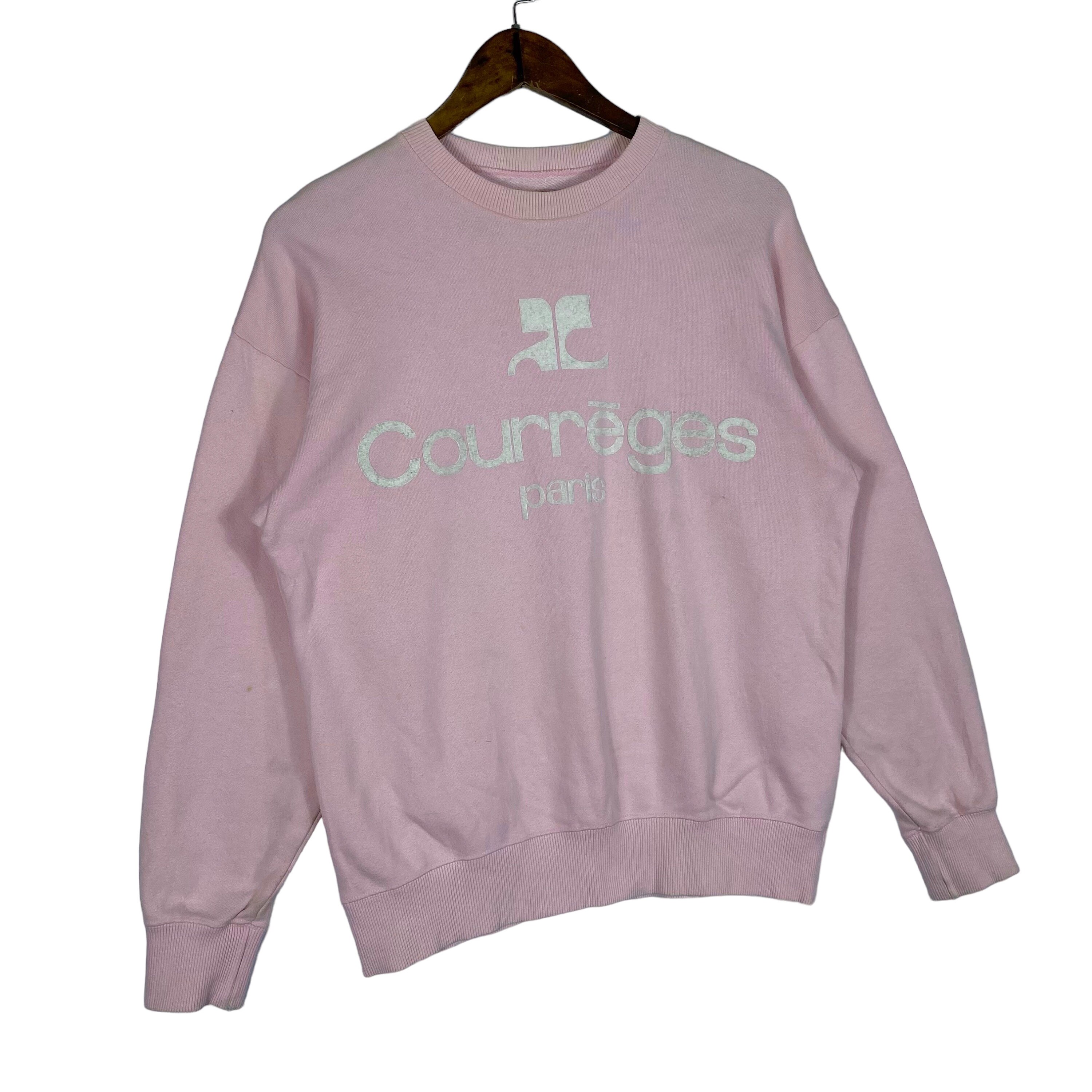 Vintage Courreges Paris Sweatshirt Crewneck Big Logo Pink
