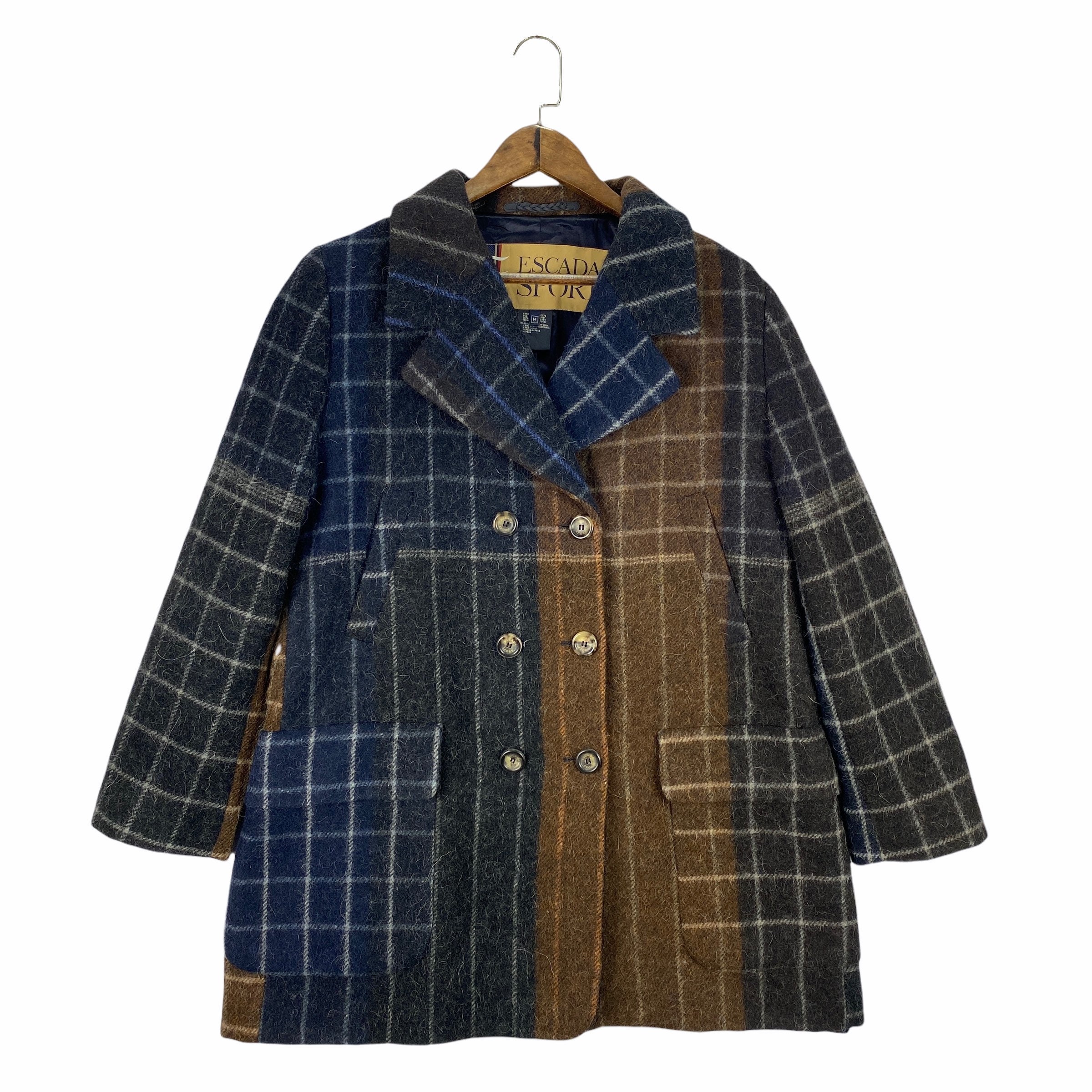 FDMTL HARRIS TWEED SHAWL COAT NAVY