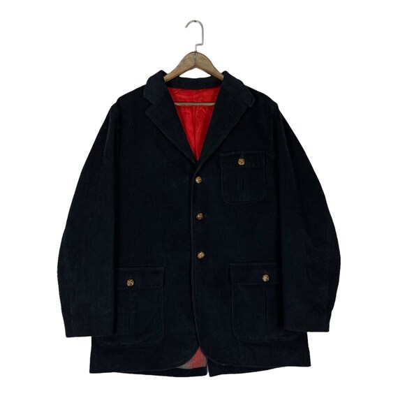Vintage Lad Musician Corduroy Jacket Cotton Black Made in Japan 