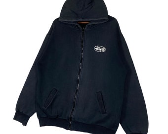 Vintage 90s Stussy Hoodie Sweater Big Logo Spellout Grey Vintage 90s Stussy Hoodie Sweater Big Logo Spellout Grey